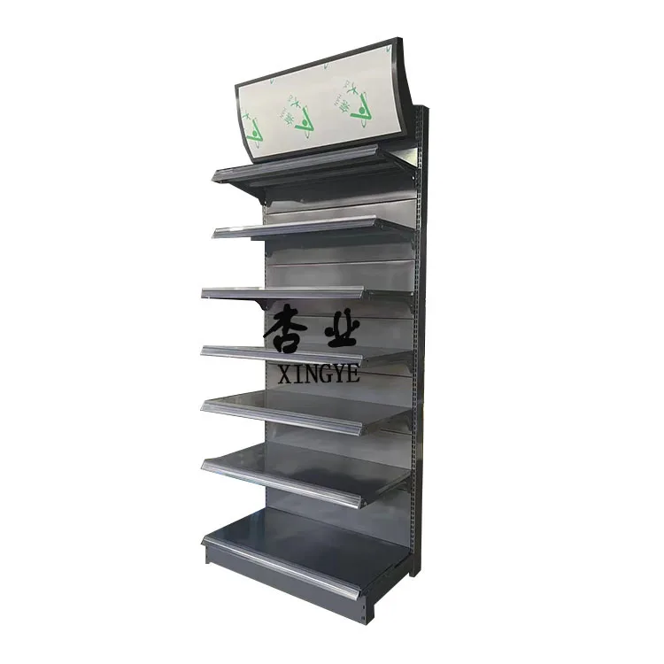 Factory custom color size grey grocery store display shelf supermarket shelf store display shelf