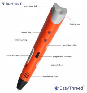 Quality Easthreed Small Professional 3D Printing Pen , Yellow / Blue / Pink 3D Pen For Children wholesale