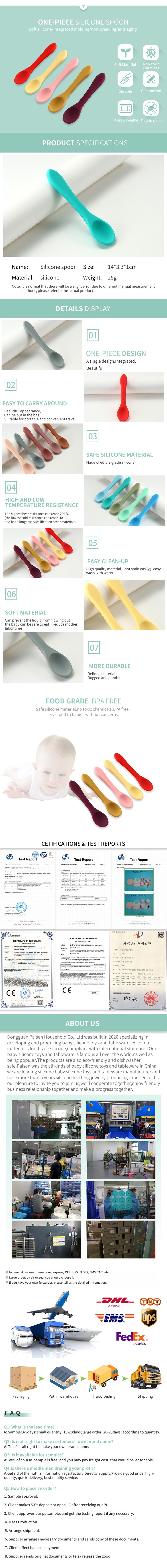 Custom Silicone Forks And Spoons , Silicone Baby Food Set For Toddler Weaning Training