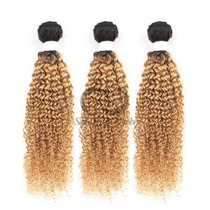Quality #T1B/27 Kinky Curly Remy Human Hair Bundles Sew In Weave Bundles Brazilian Bundle Deals wholesale