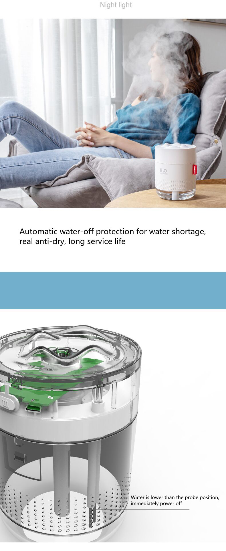Homefish OEM Luftbefeuchter 500ml Water Tank Capacity Pure Mist Humidifyers Humidificateur d Air Portable Desktop H20 Humidifier