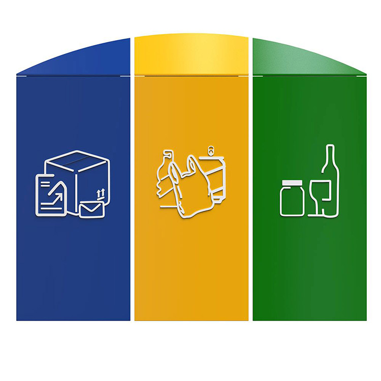 Public Recycling 45L Three Compartment Garbage Can