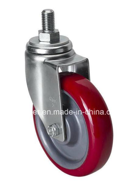Edl Medium 5" 150kg Threaded Swivel TPU Caster 5035-86 Red Color for Caster