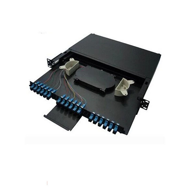 Drawer Custom Fiber Optic Cable Assemblies , 19 Inch 24 Port Fiber Rack Mount