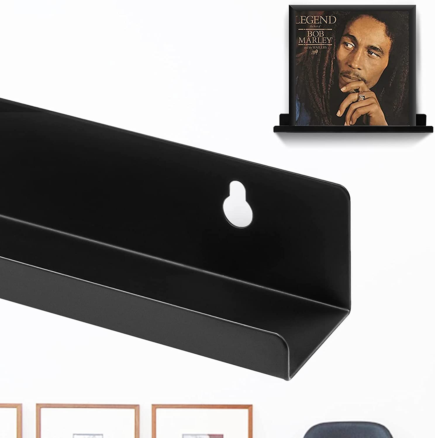 Metal Vinyl Record Shelf Wall Mount Decor Standard Design for Music Records Collector
