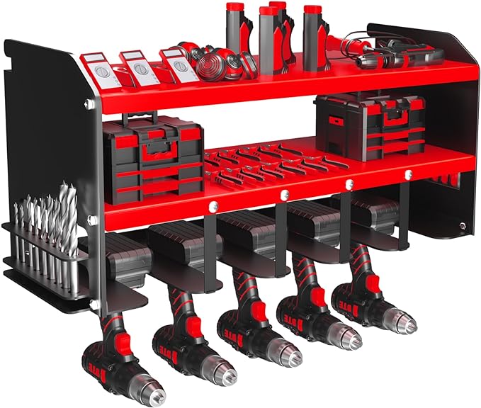 Stocked Heavy Duty Metal Power Tool Organizer Storage Wall Mount Upgrade Your Workshop