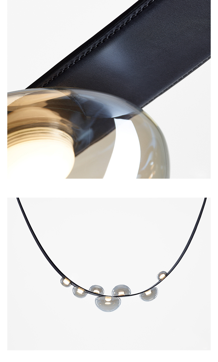 Modern Black Leather Chandelier for Living Room Hall Villa Home Long Chandelier(WH-MI-401)