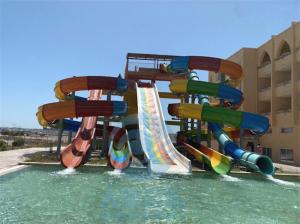 Quality Hotel Aqua Park Fiber Glass Water Slide Combination Customized wholesale