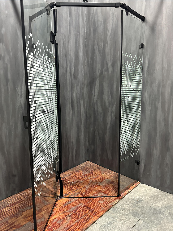 Customizable Shower Enclosure With Matt Black Profile And Printing Glass For Luxurious