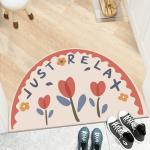 Cartoon Flower Polyester Fiber Floor Carpet Rug Half Circular
