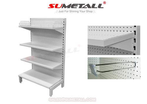White Retail Store Shelving / Department Store Fixture Round Hole Perforated
