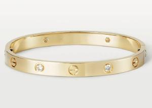 Quality 0.42ct 38.05g 18K Solid Gold Jewellery Natural Diamond Love Bracelet oDM wholesale