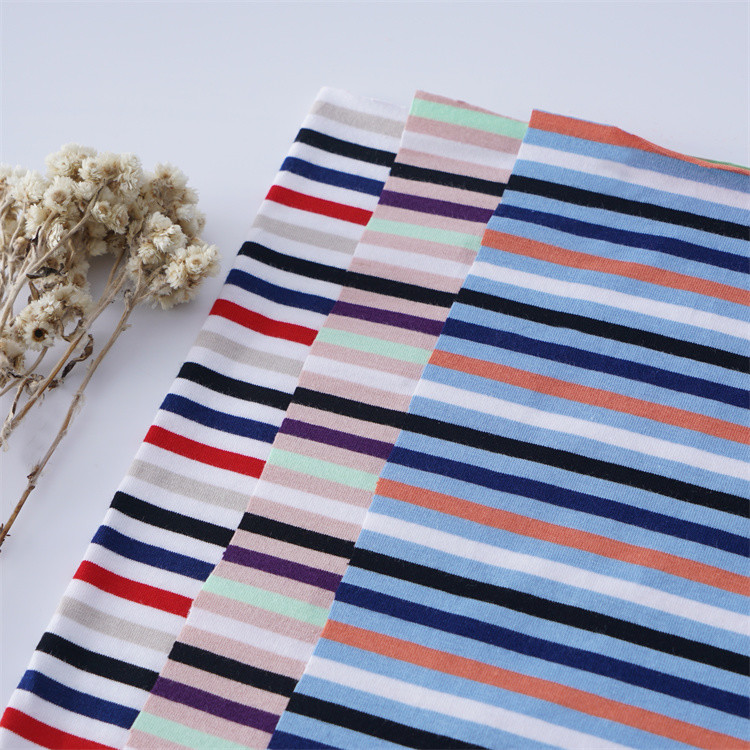 Skin-Friendly And Healthy Good Texture And Smooth Striped Knit Fabric For T-Shirt