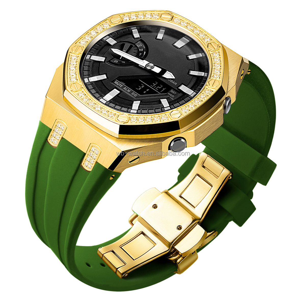 5th Generation Custom Luxury Mod Kit For Casioak Ga 2100 Silicone Band And Diamond Set