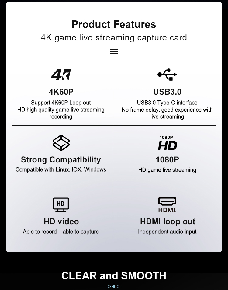 4k Hdm1 Input 1080p60 Output Capture Card With Independent Microphone