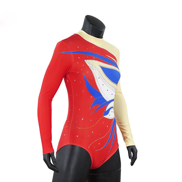 Stretchable Long Sleeve Gymnastics Training Leotards , Girls Gymnastics Leotards