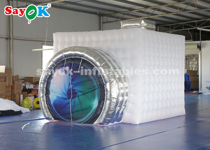 Professional Photo Studio Camera Shaped Inflatable Photo Booth External White Sliver 3*2.7*2.5m