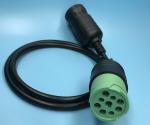 Deutsch 6 Pin J1708 Female to Green Type 2 J1939 Deutsch 9 Pin Male Cable
