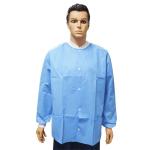 Protective Polypropylene SMS Disposable Lab Coat Blue with Pockets