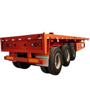 Quality Commercial 3 Axle Extendable 40ft 60 Ton Flatbed Semi Trailer , Platform Semi Trailer For Tractor Truck And Cargo Transportation wholesale