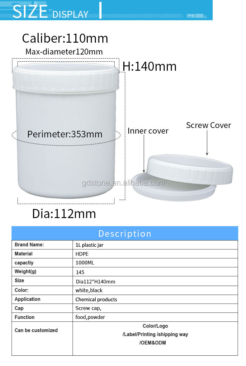 112*140mm 1L Plastic Jerry Can
