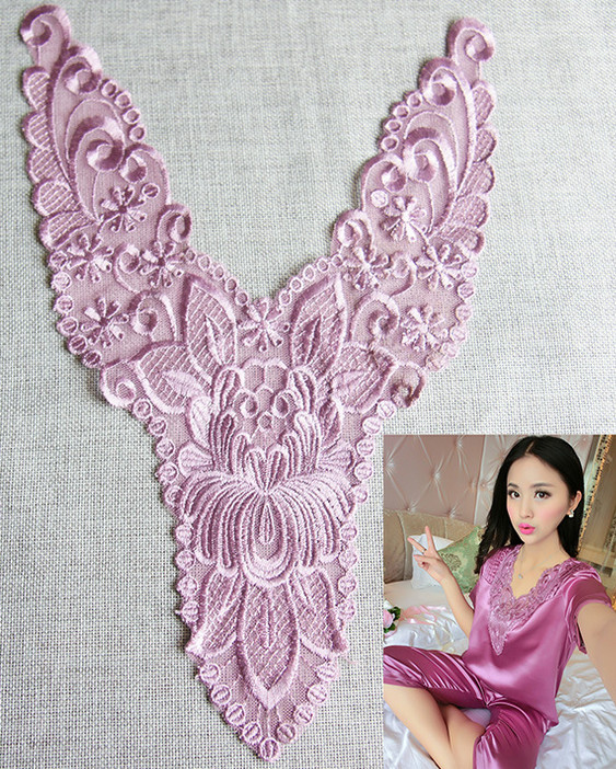 Polyester Embroidery Collar Lace for Pajamas Mesh Based Necklace Decoration
