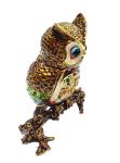 Beautiful owl handpaint metal jewelry box rhinestone owl birds enamel trinket