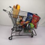 150L Grey Metal Shopping Trolley Zinc Powder Coating Steel Shopping Cart