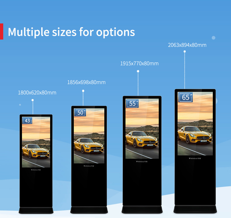 43 50 55 65 Inch Floor Standing LCD Advertising Player OEM Android Video Screen