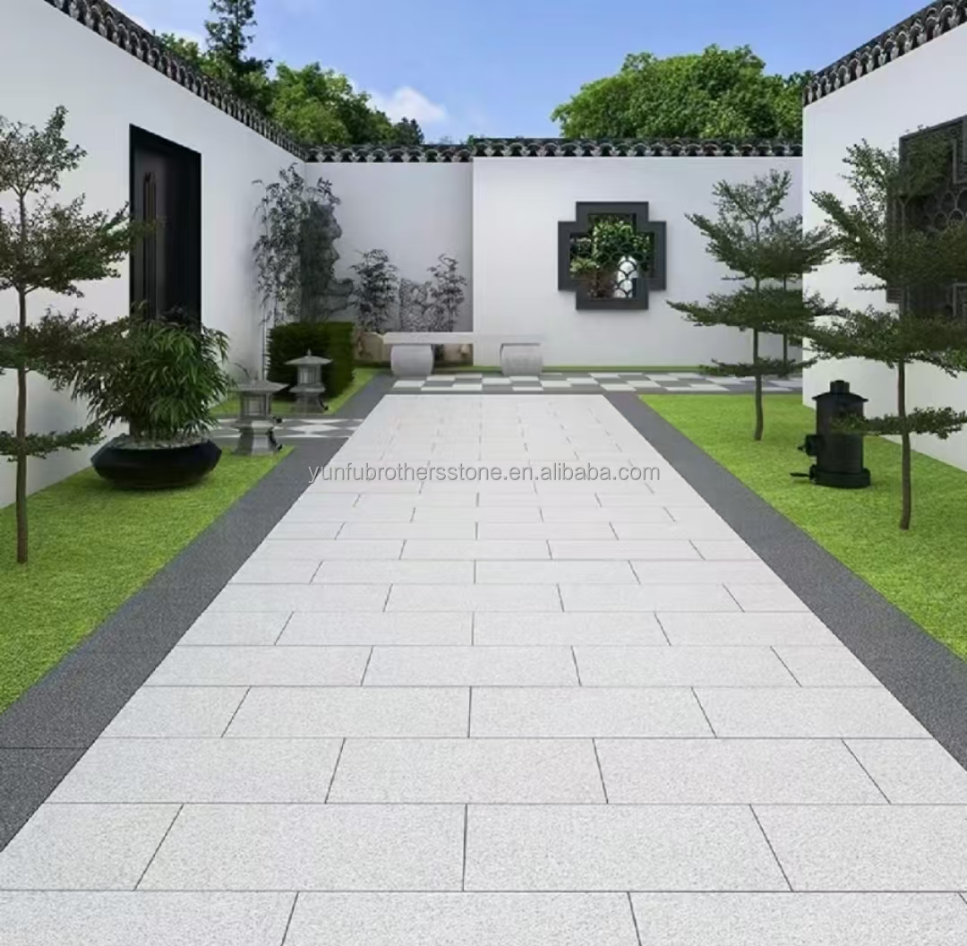Brothers Stone Flamed Grey Granite Slab Paving Tiles for Honed Natural Stone Driveway