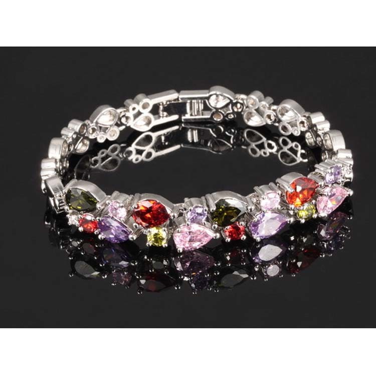 Gorgeous Cubic Zirconia Bracelet for Women Gold Plated Tennis Bracelet (JKS950SILVER)