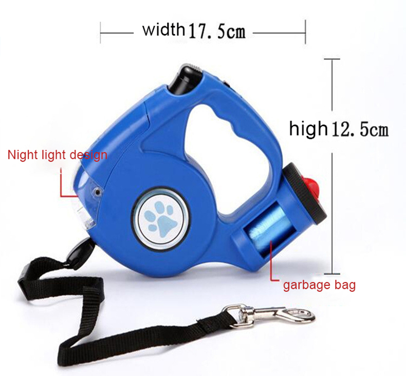 Pet Leash LED Flashlight Retractable Design Garbage Universal Cleaning poop bag