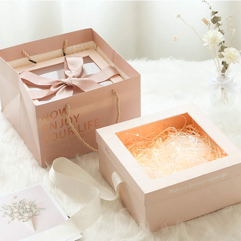 20*12cm Cardboard Flower Presentation Boxes With Lids UV Varnish