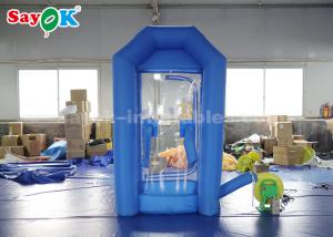 Quality Cube Blue Inflatable Money Machine Booth With Air Blower For Advertising wholesale