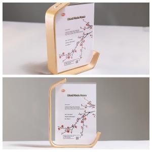 Quality Display Clear Table Card L Shape Acrylic Photo Picture Frame with Wood Base wholesale