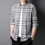 Button Down Collar Casual 100% Cotton Oxford Men's Long Sleeve Plaid Shirt for