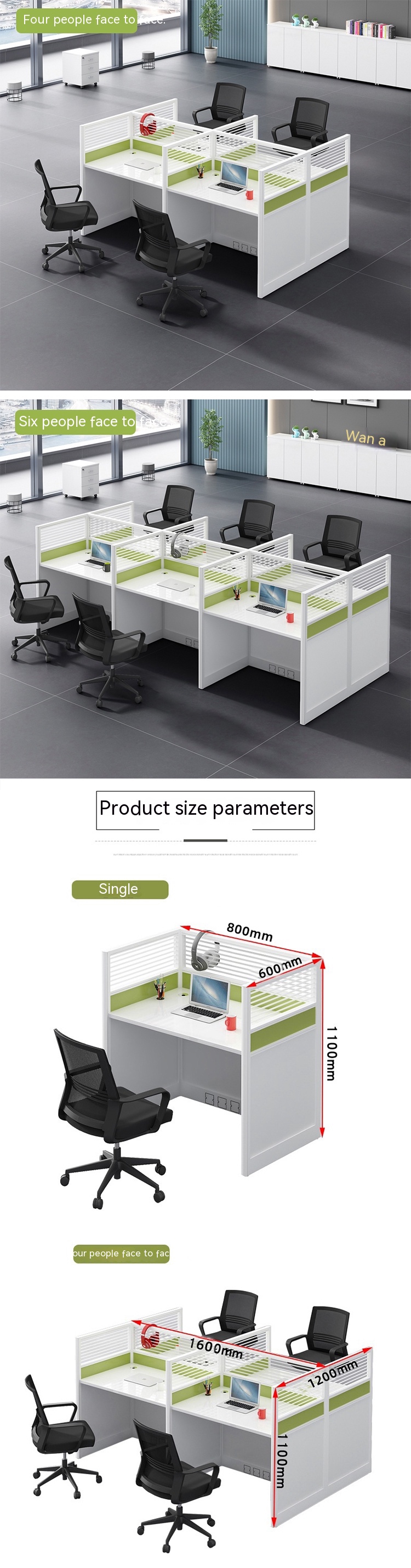 Modernity Style Private Domain Desk and Chair Set for Staff Independent Workstation