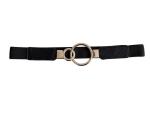 Women'S Fashion Elastane Skinny Belts Rose Gold Clamp Round Shape Buckle