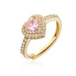 Gold Plated 18k Wedding Ring Heart Colorful Crystal Diamond Engagement For Women