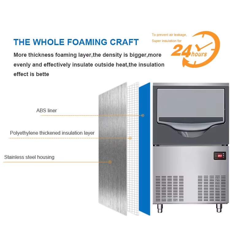 Granular Ice Machines 60kg Snow Nugget Ice Block Maker Commercial Snowflake Ice Making Machine for Business Automatic