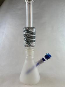Quality 16.5&quot; Glass Water Pipes Colored Lip Base Thick Bottom Straight Hookah wholesale