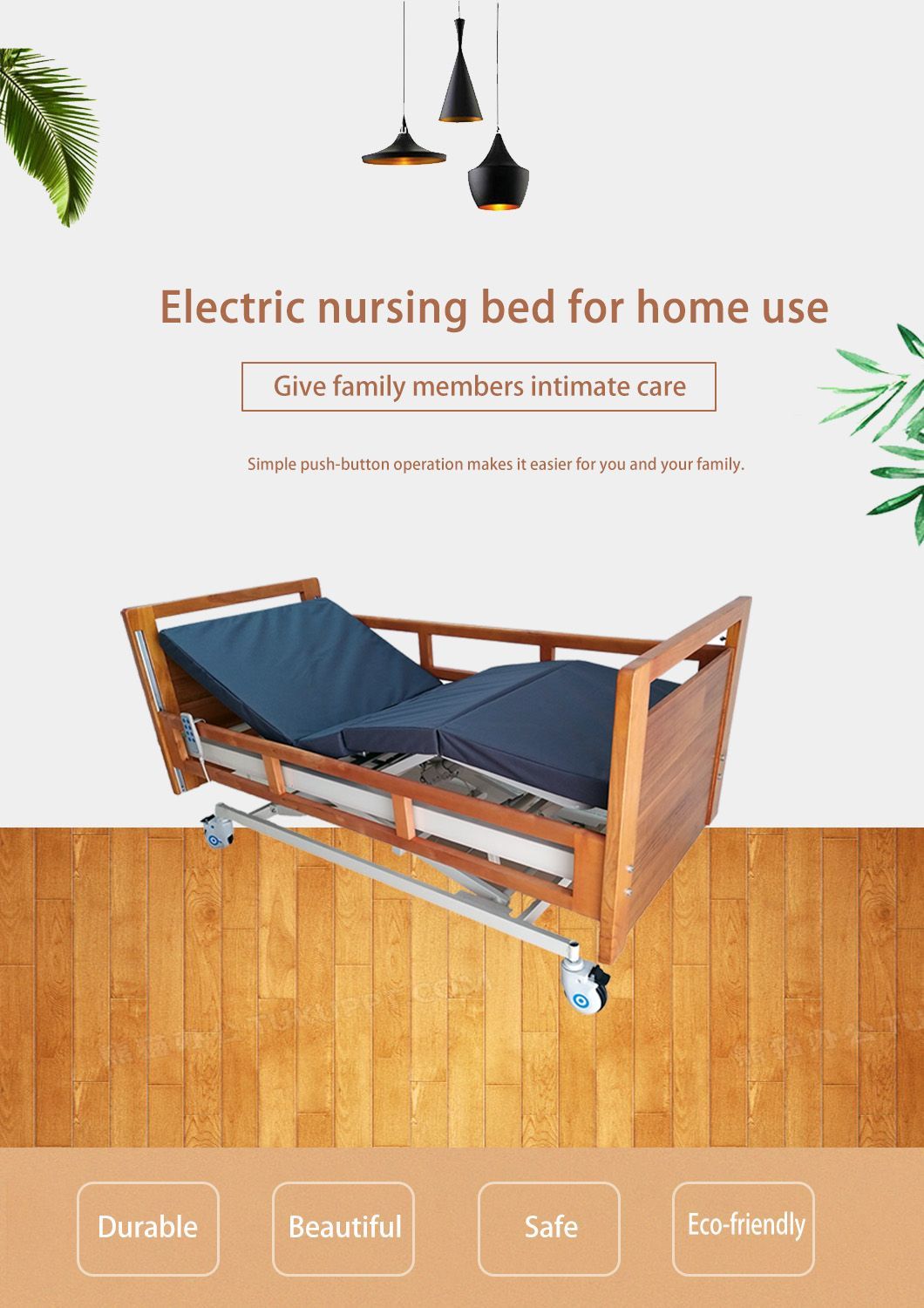 High-Quality Electrically Operated Wooden Bed with Rising Function