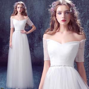 Quality White Off The Shoulder Floor Length Elegant Evening Dresses TSJY012 wholesale