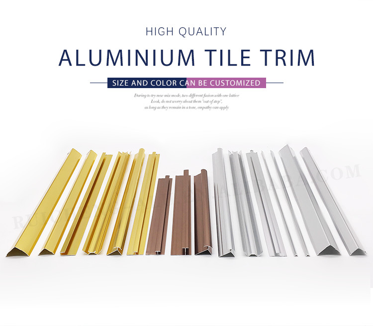 Antifingerprint Aluminium Panel Trim , 3m Aluminium Square Edge Tile Trim