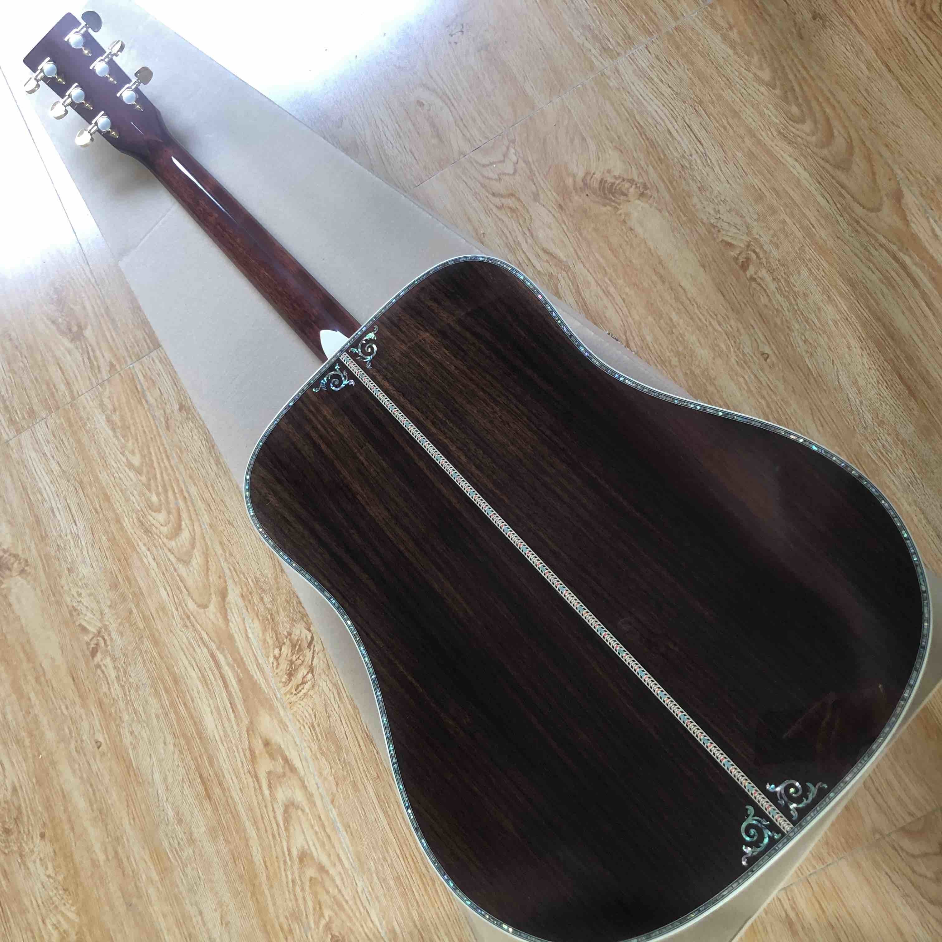 Custom Sunbrust Solid spruce top Tree Abalone inlays 41 inch 45D style acoustic guitar free shipping