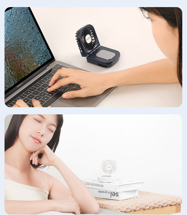 2000mAh USB Rechargeable Handheld Fan for Portable Air Cooling and Neck Wearable Design
