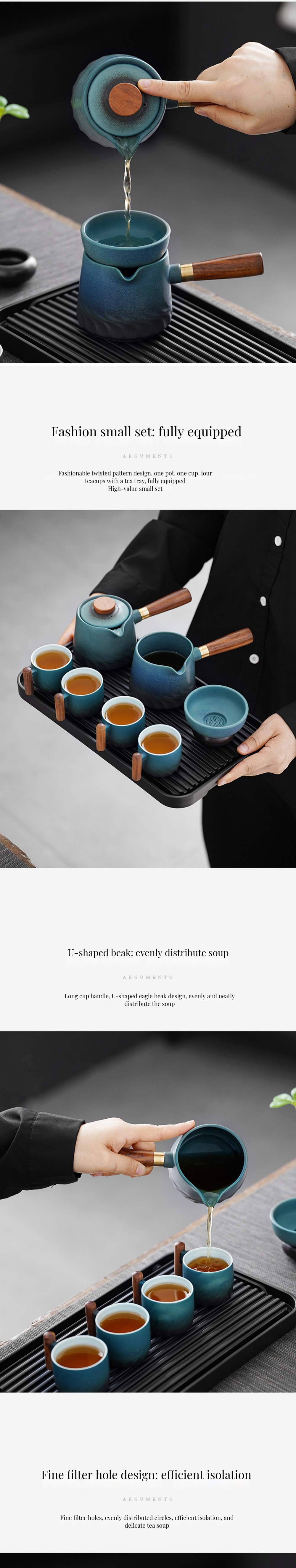 Traditional Style Portable Ceramic Kung Fu Tea Set for Office and Home Capacity 300ml