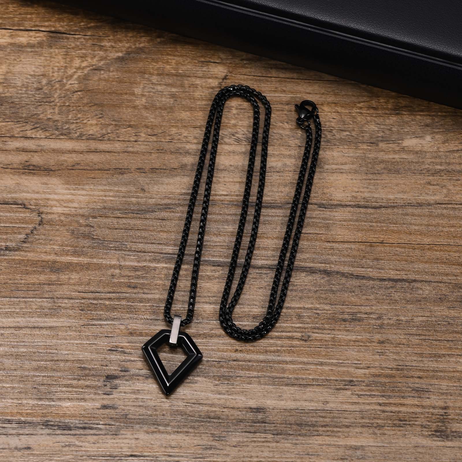 Stylish Plated Black Diamond Shaped Stainless Steel Pendant For Men