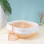 Zoopollo 4L Large Semi Closed Litter Box With Scoop Purple Green