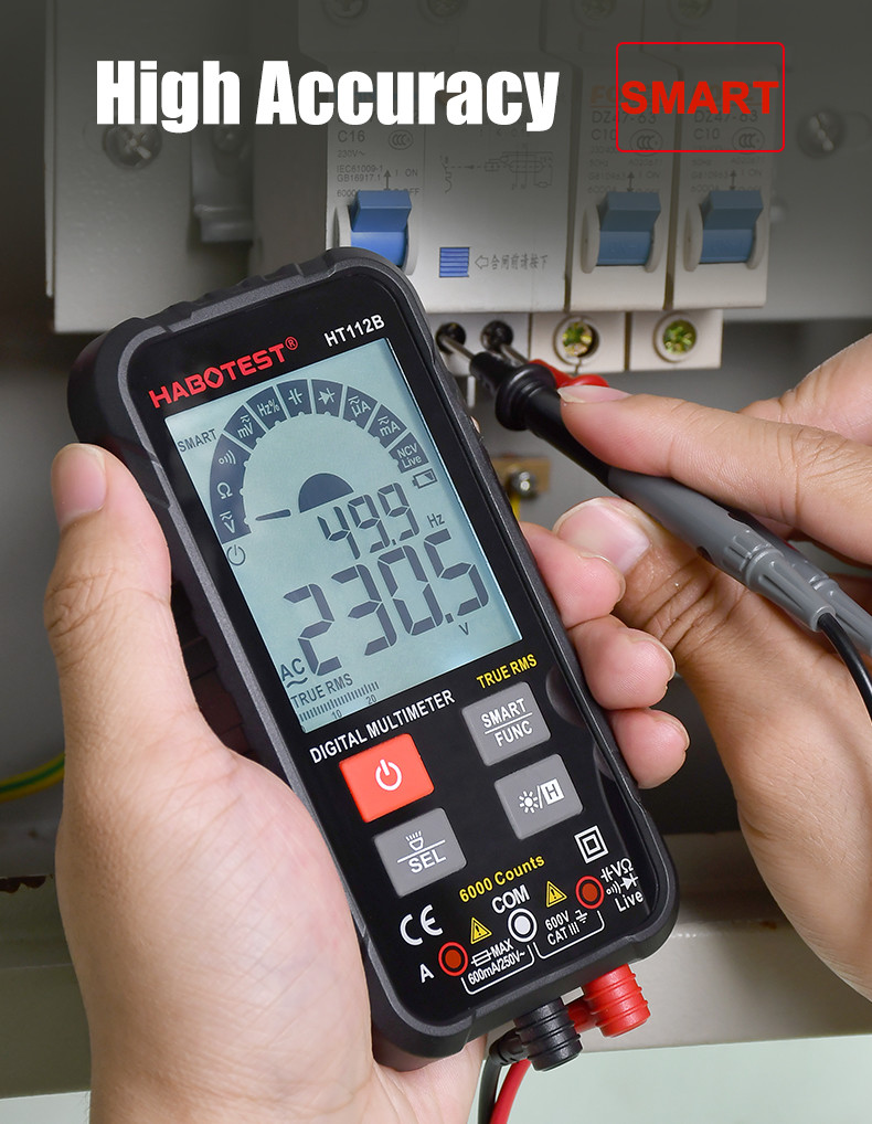 600 Volt 600uA Hand Held Tester , 60V True RMS Digital Multimeter